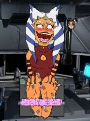 1boy 1girls 2d 3d ahsoka_tano alien alien_girl alien_humanoid anakin_skywalker armlet armwear barefoot being_watched blue_eyes blush blush_lines cleavage cleavage_cutout clone_wars clothed clothed_female color dress drooling embarrassed fangs feet female female_focus flustered foot_fetish human humanoid jedi jedi_knight jedi_padawan lightsaber male mechanical_hands mixed_media mostly_nude nosebleed open_mouth orange_body partially_clothed red_clothing rolling_eyes sharp_teeth sketch solacered04_(artist) star_wars stocks tears the_clone_wars:_season_three tickle_machine tickle_torture tickling tickling_feet torn_clothes voyeur walk-in