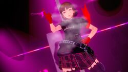 1girls accurate_art_style effineffer female female_only looking_at_viewer makoto_niijima panties_removed persona persona_5 persona_5:_dancing_star_night strip_club stripper stripper_pole sweat