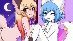 adult_swim blue blue_eyes edit hair luna_(wolfychu) nude nude_edit pink_eyes tagme two_tone_hair virtual_youtuber white_fur wink winking winking_at_viewer wolfychu youtube youtuber