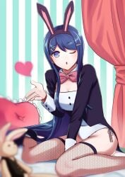 blue_eyes breasts bunny_ears bunny_girl bunnysuit danganronpa danganronpa:_trigger_happy_havoc danganronpa_1 female_only fishnets maizono_sayaka sketti smooth_skin thighs