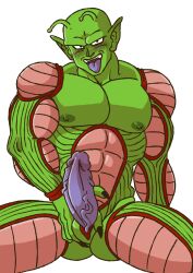 1boy alien antennae blush boner dragon_ball dragon_ball_super dragon_ball_z erect_penis erection gay genital_slit green_skin male male_only muscles muscular namekian nude penis piccolo purico slit solo solo_focus solo_male spread_legs tongue tongue_out