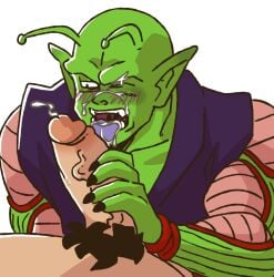 after_orgasm alien antennae balls blush boner cum cum_in_mouth cum_on_face cum_on_tongue dragon_ball dragon_ball_super dragon_ball_z erection gay green_skin human interspecies licking_penis male male_only muscles muscular namekian penis piccolo purico