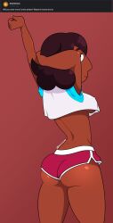 1girls armpits back_view booty_shorts breasts cartoon_network connie_maheswaran dark-skinned_female dark_skin dolphin_shorts erect_nipples erect_nipples_under_clothes fat_ass female female_focus female_only kohiitiimo medium_breasts rear_view shorts steven_universe teenager topwear underboob young younger_female