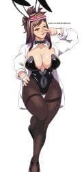 bunny_ears bunny_girl bunnysuit cleavage dreyfos ema_skye female female_only glasses_on_head gyakuten_saiban hand_on_hip labcoat large_breasts thick_thighs wide_hips