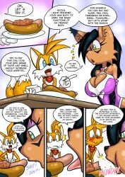 absurd_res android anthro archie_comics ass big_breasts breasts canid canine cleavage clothed clothing comic digital_creature duo erection felid feline female food food_fetish food_play fox hi_res horny imminent_vore lynx machine male mammal mobian_fox mobian_lynx natsumemetalsonic nicole_the_lynx robot sega sonic_(series) sonic_the_hedgehog_(archie) sonic_the_hedgehog_(comics) sonic_the_hedgehog_(series) tails taste_of_life_(remastered) wankerscramp