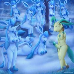 anthro ass balls blubluumon bodily_fluids breast_grab breast_play breast_squish breasts eeveelution fangs female generation_4_pokemon genital_fluids genitals glaceon grass hand_on_breast hi_res hot_spring leafeon male male/female masturbation night nintendo nipples open_mouth penis plant pokemon pokemon_(species) pussy pussy_juice rock shiny_pokemon smile snow spread_legs spread_pussy spreading squish tongue tongue_out tree vaginal_masturbation vaginal_penetration video_games water