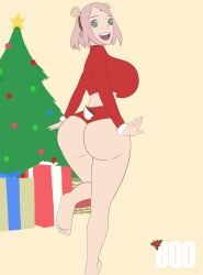 ass biggies00 boruto:_naruto_next_generations breasts christmas_outfit dat_ass green_eyes huge_ass huge_breasts large_breasts naruto pink_hair sakura_haruno short_hair