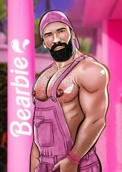 andyartering beard bodybuilder english_text hairy_chest latino looking_at_viewer male male_only muscles muscular muscular_male overalls real_person snapback wolvy_ar