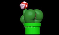 3d_(artwork) anus ass big_breasts big_butt breasts carnivorous_plant digital_media_(artwork) elemental_creature female flora_fauna genitals hi_res looking_back mario_(series) nintendo nonotoys piranha_plant plant plantie pussy solo