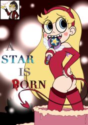 a_star_is_porn_(comic) ass bitting blonde_female blonde_hair blue_eyes boots comic comic_cover disney disney_channel disney_xd female hairband legs leotard long_boots long_hair looking_back pettanko red_hairband red_leotard royal_magic_wand small_breasts star_butterfly star_vs_the_forces_of_evil tail teenage teenage_girl teenager tight_clothes travis-t_(artists) wand