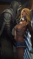 3d blonde_female blonde_hair blue_eyes breasts breasts_out crossover danny_johnson dbd dead_by_daylight ghostface halloween jorts kate_denson necklace scary_movie scream_(franchise) tagme tastytextures tattoo tattooed_arm tattoos undressing undressing_partner