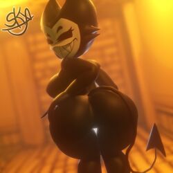 anthro bendy bendy_and_the_ink_machine bendy_fem darling_(cally3d) demon demon_girl demon_horns demon_tail female ink rule_63 skelexx skxx_elliot smiling south_shaed_(dreams_come_true_studio) tail thick_ass thick_thighs