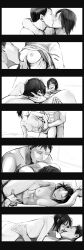 1boy 1girls attack_on_titan bertolt_hoover breast_sucking female female_penetrated kissing licking_breast licking_lips licking_nipples licking_pussy male/female male_penetrating monochrome multiple_positions penetration shingeki_no_kyojin taken_from_behind undressing ymir_(shingeki_no_kyojin)