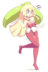 1girls bare_shoulders blonde_hair cosplay diives female green_eyes light-skinned_female light_skin lillie_(pokemon) nintendo pokemon pokemon_sm small_breasts solo steenee_(cosplay) straight_hair tagme