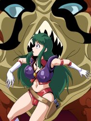 anpryona cameltoe canonical_scene escape green_hair looking_back nipples_visible_through_clothing panty_bulge part_of_comic red_panties reika_kirishima running_away sea_monster squid tagme time_gal