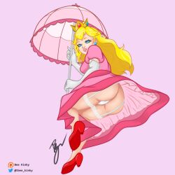 ass ass_focus bee_kinky blonde_female blonde_hair blue_eyes fat_ass lingerie mario_(series) princess_peach super_smash_bros. white_panties