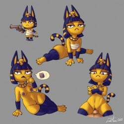 3_toes 4_fingers absurd_res animal_crossing ankha ankha_(animal_crossing) anthro armwear blue_clothing blue_eyes blue_hair blue_nipples blue_pussy bored bored_sex bottomless breasts clothed clothing cowgirl_position crossed_arms disinterested disinterested_sex domestic_cat egyptian egyptian_clothing emotionless emotionless_sex expressionless expressionless_sex eyelashes eyeshadow feet felid feline felis female femdom fingers flexible from_front_position frown fur genitals gesture hair half-closed_eyes hands_on_ground hi_res holding_object holding_weapon human inverted_nipples laying_on_ground leg_warmers legwear looking_at_viewer lordflawn low-angle_view makeup mammal mostly_nude mostly_offscreen_character narrowed_eyes navel nintendo nipples on_bottom on_top penetration pointing pointing_at_self pussy sex signature simple_background simple_eyes small_breasts speech_bubble splits spread_legs spreading thigh_highs toes unamused unamused_sex unenthusiastic unenthusiastic_sex uninterested uninterested_sex vaginal_penetration video_games weapon white_clothing wrappings yellow_body yellow_fur