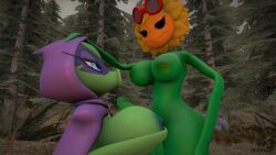 3d 3d_(artwork) :>= absurd_res anthro casual_nudity duo electronic_arts flora_fauna futa_on_female futanari green_shadow green_shadow_(pvz) intersex krazak peashooter_(pvz) plant plant_girl plantie plants_vs_zombies popcap pvz solar_flare_(pvz) sunflower_(pvz) tagme