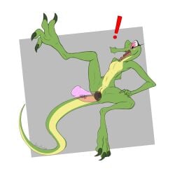 1girls 4_toes absurd_res anal anal_sex animal_genitalia anus bestbake blush claws crocodilian dildo dildo_in_ass dildo_insertion exclamation_point feet female flat_chested flexing genitals green_body grey_background hi_res leg_grab lizard long_tail navel open_mouth penetration pink_eyes pussy reclining reptile scalie sex_toy sex_toy_in_ass sex_toy_insertion shocked shocked_expression simple_background slim snout solo stretched_anus toes tongue transparent_sex_toy yellow_body