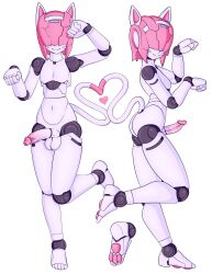 absurd_res animal_humanoid bro_aniki cat_humanoid felid felid_humanoid feline feline_humanoid genitals hair hair_over_eyes heart hi_res humanoid machine male mammal mammal_humanoid multiple_poses nude paw_pose pawpads penis pose robot robot_humanoid robot_neoanthropinae_polynian shamrock_(polynian) simple_background smile solo solo_male white_background