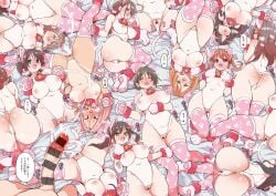 ass_raised big_breasts cat_ears cat_girl cat_girls cat_tail cum harem looking_at_viewer marui_maru neko nekomimi pov thick_thighs