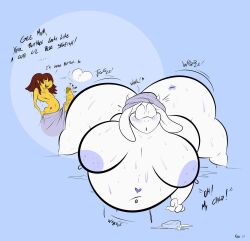 absurd_res anthro anus areola ass belly bent_over big_belly big_breasts big_butt big_penis blue_areola blue_nipples blush bodily_fluids boss_monster bovid breasts brown_hair caprine duo english_text erection exclamation_point female frisk genital_fluids genitals goat hair hi_res hornymustardsauce huge_breasts huge_butt huge_thighs human male mammal morbidly_obese navel navel_piercing nipples nude obese onomatopeia open_mouth overweight overweight_anthro overweight_female penis piercing precum soap tattoo text thick_thighs throbbing_penis toriel towel towel_on_head undertale undertale_(series) video_games white_body yellow_body