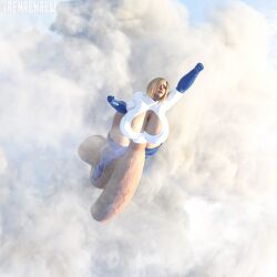 3d big_breasts clothed clouds dangling_testicles dc_comics flaccid flying foreskin futanari gigantic_penis gigantic_testicles huge_breasts huge_penis huge_testicles hyper hyper_balls hyper_penis penis_out power_girl renrenrew superhero_costume superheroine thick_penis thick_thighs thighhighs tight_clothing veiny_penis very_long_penis worried_expression