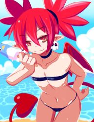 alternate_version_available beach bikini bikini_bottom bikini_top breasts demon demon_girl demon_tail demon_wings disgaea disgaea_1 envious_fool etna nippon_ichi_software prinny skimpy_bikini small_breasts visible_nipples