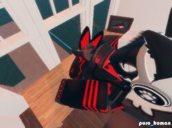 3d 3d_(artwork) anthro artist_request duo furniture girly machine male male/male protogen puro_human roblox robloxian source_request table tagme
