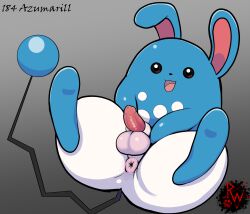 animal_genitalia animal_penis anus ass azumarill balls big_butt blue_body darkened_genitalia digital_media_(artwork) erection feet feral generation_2_pokemon genitals hi_res huge_butt lagomorph leporid looking_at_viewer lying male male_only mammal multicolored_body nintendo on_back open_mouth penis pokemon pokemon_(species) presenting puffy_anus rabbit rapistwerewolf red_penis sheath short_penis simple_background smile soles solo spread_legs spreading thick_thighs two_tone_body video_games white_body wide_hips