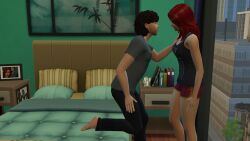 1boy 1girls ass beard before_sex blue_eyes brown_hair couple female lovers male male/female red_hair romantic romantic_couple seductive sims sims4 straight tagme the_sims the_sims_4