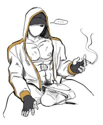 alpha_male balls big_balls big_penis boner cigarette erection gay heavy_balls male male_only manly mask masked masked_male monochrome mskah muscles muscular penis rainbow_six rainbow_six_siege sketch solo solo_male spread_legs white_mask white_mask_(rainbow_six)