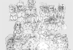 alien amaterasu areolae azh big_breasts blaziken breasts bucky_o'hare_(series) burmecian canine capcom carmelita_fox crossover darkstalkers deity digimon eastern_and_western_character felicia feline female female_only final_fantasy final_fantasy_ix fox freya_crescent furry group ink-eyes interspecies inuyasha jenny_(bucky_o'hare) jetta kirara krystal lagomorph large_breasts looking_at_viewer lopunny lucario magic_the_gathering medium_breasts monochrome moogle multi_breast multiple_females navel nipples nude okami patches pokemon pokemon_(species) pokemon_dppt pokemon_rse queenie rabbit rat renamon rodent skunk sly_cooper_(series) small_breasts star_fox tyranid video_games warhammer_(franchise) warhammer_40k yawg