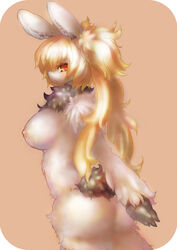 anthro ass blonde_hair breasts female fur furry hair lagomorph nipples nude rabbit solo toro29