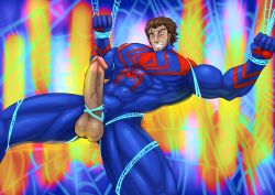 alabuster balls bara big_balls big_penis clothing daddy dilf erection male male_only manly marvel mature_male miguel_o'hara muscular_male penis spider-man spider-man:_across_the_spider-verse spider-man_(series) spider-man_2099 tight_clothing