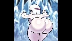 1girls animated ass_bigger_than_breasts ass_bigger_than_head ass_focus ass_jiggle ass_slap back_view big_breasts big_butt blue_background bored_expression bubble_ass bubble_butt curvy curvy_body curvy_female curvy_figure curvy_hips dancing dat_ass edit huge_ass jujutsu_kaisen lol looking_at_viewer naked naked_female nude nude_female short_hair short_hair_female sinisterbart_(artist) sound standing tagme twerking uraume video voluptuous white_hair