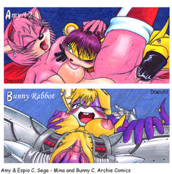 amy_rose anthro blush breasts bunnie_rabbot chameleon closed_eyes drxii espio_the_chameleon female fisting from_behind fur furry gloves hedgehog lagomorph male mina_mongoose mobian mongoose nude one_closed_eye open_mouth penetration piercing pussy rabbit sega sex sonic_(series) straight vaginal_penetration yuri