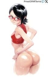 1girls ai_generated big_ass big_butt black_hair boruto:_naruto_next_generations color female female_focus female_only glasses huge_butt naruto_(series) priestofart sarada_uchiha short_hair simple_background small_breasts solo solo_female solo_focus tagme tagme_(artist) tagme_(character) thick_ass thick_thighs white_background wide_hips