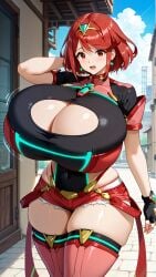 ai_generated big_breasts breasts cleavage collarbone female huge_breasts jiuyang-hsien large_breasts light-skinned_female light_skin massive_breasts pyra_(xenoblade) solo xenoblade_(series)