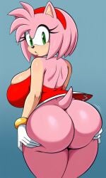 ai_generated amy_rose ass ass_focus ass_grab female female_only giant_breasts huge_ass pixai sonic_(series) sonic_the_hedgehog_(series) wide_hips