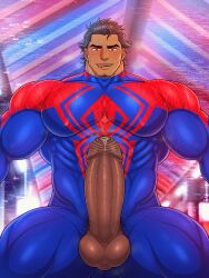 balls bara big_balls big_penis bulge clothing erection male male_only marvel miguel_o'hara muscular_male penis spider-man spider-man:_across_the_spider-verse spider-man_(series) spider-man_2099 tight_clothing toto_(artist)