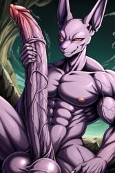 ai_generated beerus big_balls big_penis cocky69 dragon_ball_super excessive_size hyper_penis long_penis muscular veins_on_dick veiny_muscles veiny_penis