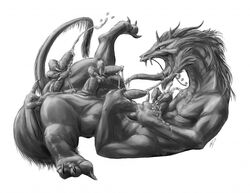 1boy anal antar_dragon chinese_dragon cum dragon dragon_taur feral fingering male male_only masturbation multi_arm multi_limb multi_penis muscular muscular_male penis scalie slinkydragon_(colorist) tetraphallia