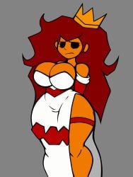 big_breasts big_hips creepypasta curvy damsel_(mario_85) house_of_horrorbrews mario_85 mrdrezq orange_skin princess princess_peach princess_toadstool red_hair super_mario_bros._(nes) worried_expression