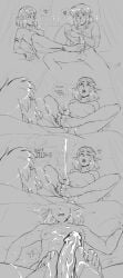 cum cum_on_feet cum_on_penis cumshot foot_focus footjob hornylilies link murmurlilies orgasm sketch text text_bubble toe_ring zelda_(breath_of_the_wild)