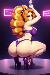 1girls adagio_dazzle ai_generated ass bicolored_hair big_ass big_breasts bra busty busty_female equestria_girls female female_only friendship_is_magic hasbro huge_ass large_ass large_breasts light-skinned_female looking_at_viewer looking_back looking_back_at_viewer my_little_pony naughty_face neon_lights orange_hair panties platform_footwear platform_heels pole_dancing purple_bra purple_lingerie purple_panties purple_thong purple_underwear rainbow_rocks seductive_look seductive_smile solo solo_female squatting strip_club stripper stripper_pole thick_ass thong villainess wide_hips