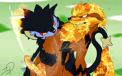 arcanine bite biting canine claws fire gay jjiinx lightning luxray male pokemon pokemon_(species) scratch