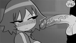 1futa 1girls balls big_penis blush breasts clothed clothing cock_shock crap-man decensored dickgirl erect_penis erection female female_focus focus_on_penis freckles freckles_on_face fully_clothed futa_on_female futanari hard_on huge_cock human hung imminent_fellatio imminent_oral intersex kim_pine large_penis monochrome mostly_clothed penis penis_awe penis_out roxanne_richter scott_pilgrim short_hair standing tomboy uncensored veiny_penis