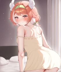 1girls ai_generated ass_focus backview big_ass big_butt blush blushing braided_hair female female_only heart-shaped_pupils indie_virtual_youtuber pillowdear salmon_hair solo solo_female virtual_youtuber vtuber wings_on_head