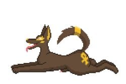 animal_genitalia animated ankh anubian_jackal anubis balls bodily_fluids breath canid canine canis deity digital_media_(artwork) egyptian_mythology fangs feral genital_fluids genitals jackal jackie_noobis male male_only mammal middle_eastern_mythology mythology panting penis pixel_(artwork) precum sheath solo tail tail_motion teeth tongue tongue_out vorochi